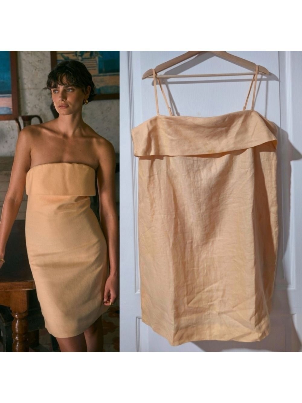 Banana Republic | Strapless Linen Dress In Sugar Melon